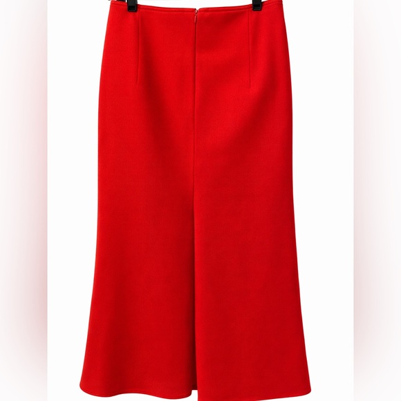 Victoria Beckham Red Wool Crêpe Midi Skirt XSPaneled FlareNWT Luxury